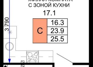 Продам 1-комнатную квартиру, 25.5 м2, Краснодар