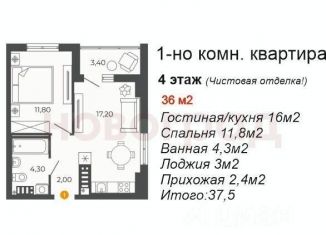 Продаю 1-комнатную квартиру, 38.2 м2, Екатеринбург, Чкаловский район