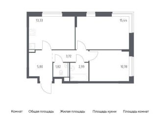 Продается двухкомнатная квартира, 53.9 м2, поселение Филимонковское, жилой комплекс Квартал Марьино, к4