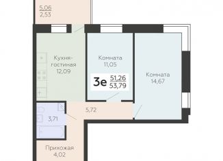 Продается трехкомнатная квартира, 53.8 м2, Воронежская область
