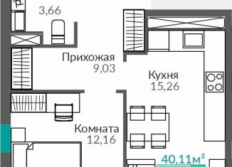 Продам однокомнатную квартиру, 40.1 м2, Симферополь, Киевский район