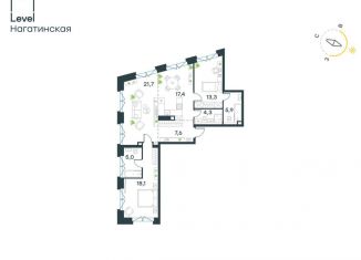 Продажа 3-комнатной квартиры, 93.3 м2, Москва, метро Нагатинская