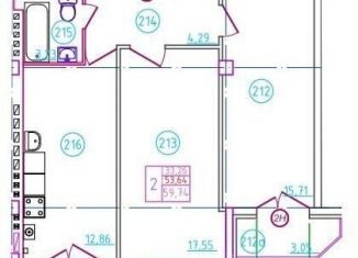 Продажа двухкомнатной квартиры, 59.7 м2, Шахты, переулок Бродского, 10