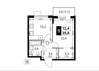 1-комнатная квартира на продажу, 35.8 м2, Московская область
