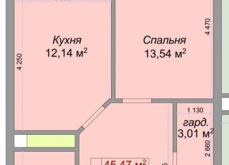 1-комнатная квартира на продажу, 47.6 м2, Кабардино-Балкариия, улица Тарчокова, 127А