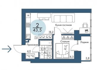 Продаю двухкомнатную квартиру, 43.5 м2, Красноярск, Свердловский район