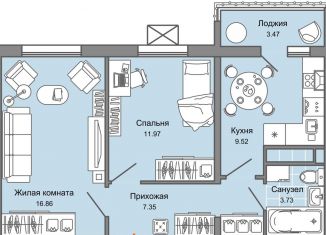 Продаю двухкомнатную квартиру, 51 м2, Ульяновск, жилой комплекс Юлла, 2