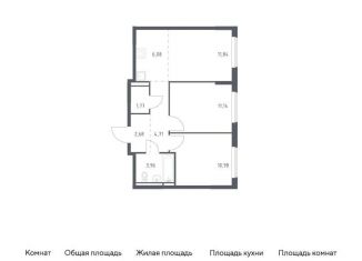 Двухкомнатная квартира на продажу, 53.2 м2, Московская область