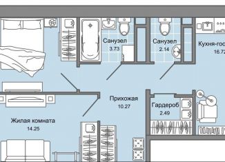 Продаю 3-комнатную квартиру, 64 м2, Ульяновская область, жилой комплекс Юлла, 2