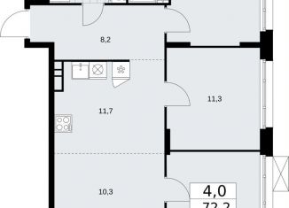 Продам 4-комнатную квартиру, 72.2 м2, поселение Сосенское, жилой комплекс Прокшино, к10.1.1