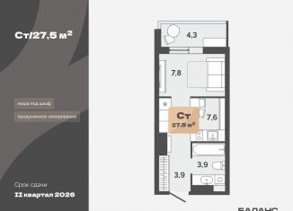 Продам 1-комнатную квартиру, 25.4 м2, Тюмень, улица Республики, 204к20