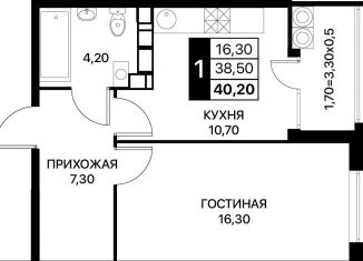Продается однокомнатная квартира, 40.2 м2, Ростов-на-Дону