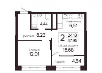 Двухкомнатная квартира на продажу, 48 м2, Томск, Комсомольский проспект, 48