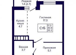 Продается квартира студия, 32.2 м2, Новосибирск, метро Площадь Маркса, улица Бородина, 54