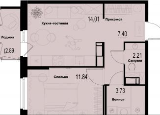 Продаю однокомнатную квартиру, 40.1 м2, Ленинградская область