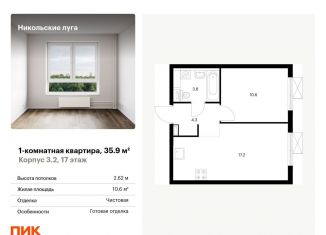 Продажа однокомнатной квартиры, 35.9 м2, Москва, станция Щербинка