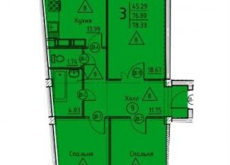 Продажа 3-комнатной квартиры, 78.3 м2, Пензенская область, улица Генерала Глазунова, с11