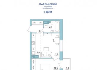 Продаю 2-комнатную квартиру, 39 м2, Петрозаводск, район Кукковка, переулок Лермонтова