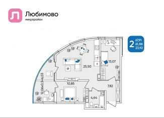 Продается 2-комнатная квартира, 67.9 м2, Краснодар, Прикубанский округ, Батуринская улица, 7