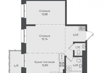 Продам 2-комнатную квартиру, 57.9 м2, Иркутск, Свердловский округ, улица Касьянова, 1А