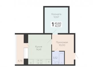 Продам 1-комнатную квартиру, 43 м2, Самарская область, 3-й квартал, 8