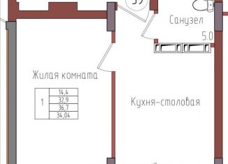 Продается однокомнатная квартира, 34 м2, Калининград, Центральный район
