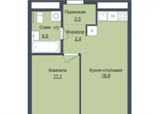 Продаю однокомнатную квартиру, 37.4 м2, Ижевск, жилой комплекс Истории, 6