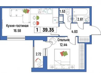 Продаю 1-комнатную квартиру, 39.4 м2, Ленинградская область