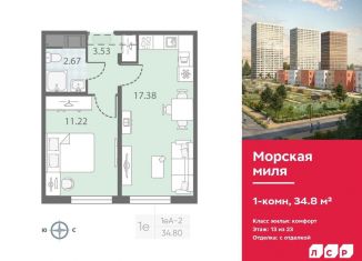 Продажа однокомнатной квартиры, 34.8 м2, Санкт-Петербург, муниципальный округ Юго-Запад