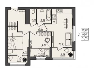 Продается 2-ком. квартира, 51.9 м2, Волгоград