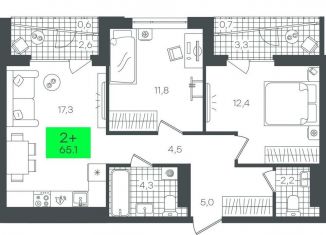 Продам 2-комнатную квартиру, 65.2 м2, Тюмень, улица Василия Малкова, 3