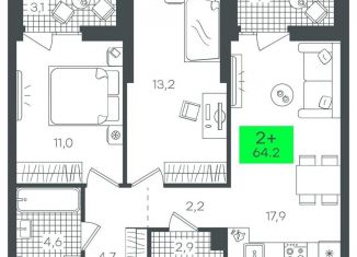 Продам двухкомнатную квартиру, 64.3 м2, Тюмень
