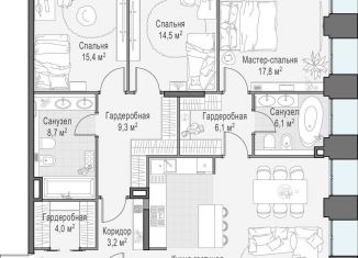 3-комнатная квартира на продажу, 135.4 м2, Москва, метро Беговая
