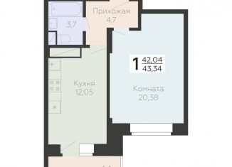 Продается 1-комнатная квартира, 43.3 м2, Подольск, Садовая улица, 3к1
