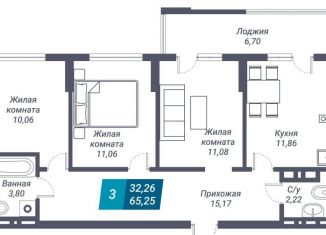 Трехкомнатная квартира на продажу, 65.3 м2, Новосибирск, метро Берёзовая роща, улица Королёва, 19