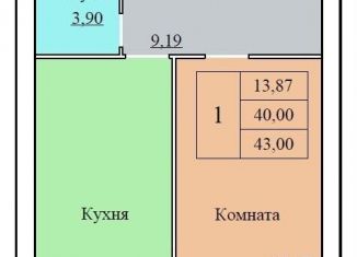 Однокомнатная квартира на продажу, 43 м2, Ярославль