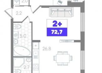 Продажа 2-комнатной квартиры, 72.7 м2, Тюмень, Калининский округ