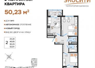 Продается 2-ком. квартира, 50.2 м2, Ульяновск, жилой комплекс ЭкоСити, 11, ЖК ЭкоСити