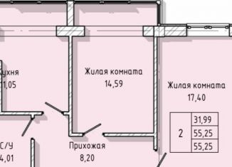 Продается 2-ком. квартира, 55.3 м2, Нальчик, улица Тарчокова, 127А