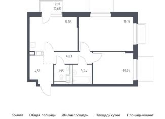 2-ком. квартира на продажу, 54.2 м2, Московская область, жилой комплекс Томилино Парк, к6.1