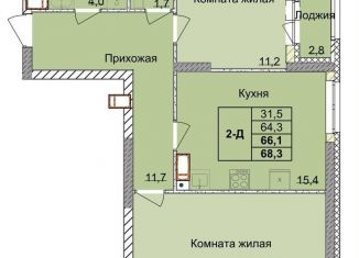 Продам двухкомнатную квартиру, 66.1 м2, Нижегородская область, 1-я Оранжерейная улица, 16