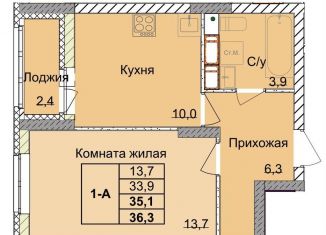 1-комнатная квартира на продажу, 35.1 м2, Нижний Новгород, 1-я Оранжерейная улица, 16