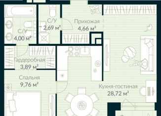 1-комнатная квартира на продажу, 54.9 м2, Уфа