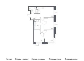 Продам трехкомнатную квартиру, 64.1 м2, поселение Мосрентген, многофункциональный комплекс Тропарево Парк, к2.3