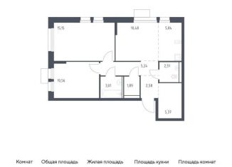 Продам двухкомнатную квартиру, 62.6 м2, Балашиха, жилой комплекс Квартал Авиаторов, к8