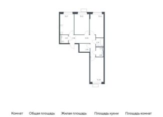 Трехкомнатная квартира на продажу, 78.6 м2, Московская область, жилой комплекс Егорово Парк, к3.2