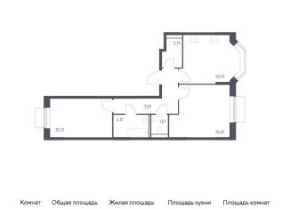 2-комнатная квартира на продажу, 57.3 м2, Москва, жилой комплекс Квартал Домашний, 1