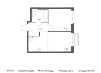 Продается однокомнатная квартира, 34.8 м2, Московская область