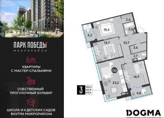 3-комнатная квартира на продажу, 99.9 м2, Краснодар, Прикубанский округ