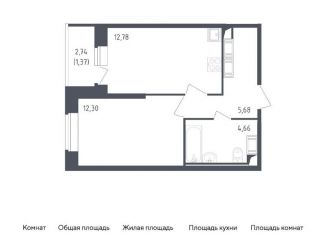 Продаю однокомнатную квартиру, 36.8 м2, Санкт-Петербург, жилой комплекс Живи в Рыбацком, 5
